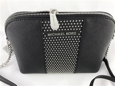 bloomingdales michael kors black studded clutch|Michael Kors crossbody purse.